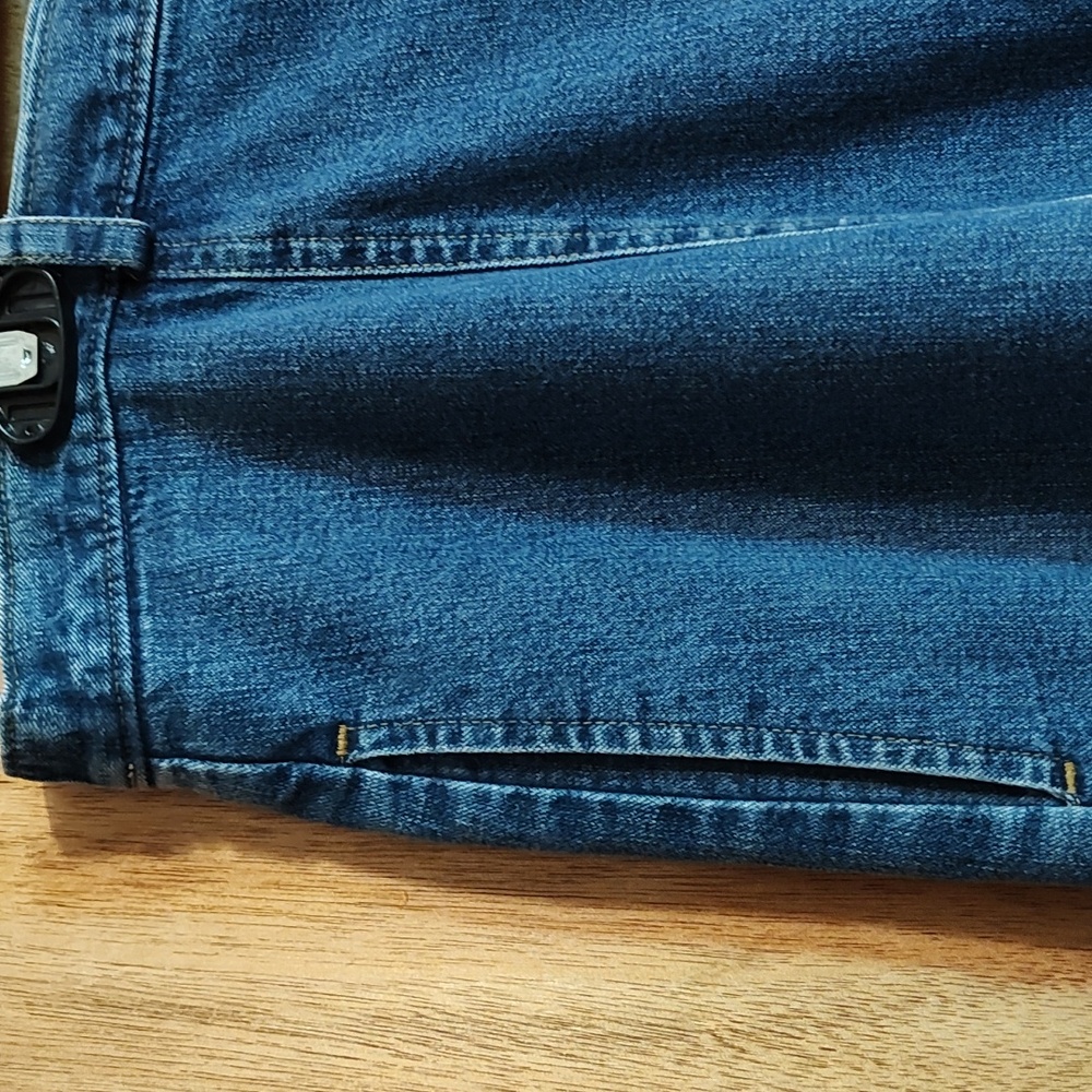 90s Vintage Orvis Denim Skirt Button Front Flared Hem Belt Loops 100% Cotton 14 - Picture 4 of 10